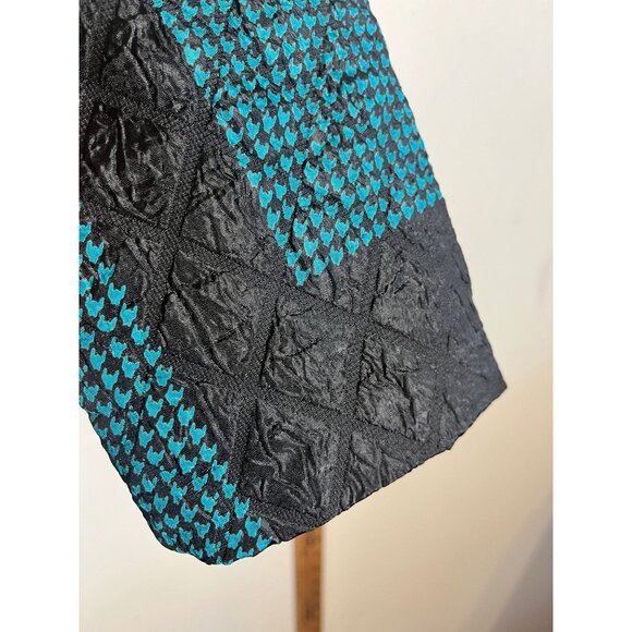 Retro Quilted Puffer Jacket Blue L Geometric Floral Striped 80s Funky Artsy Chic - Picture 9 of 12